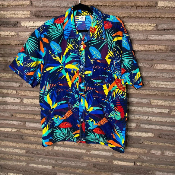 Tailor Pal Love Men's Colorful Hawaiian Tropical Short Sleeve Shirt - Picture 8 of 8